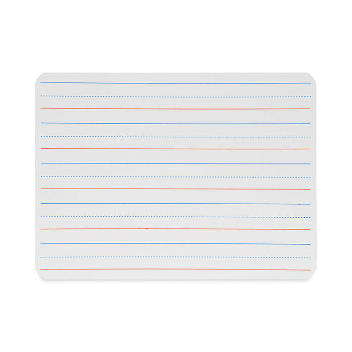 Magnetic Two-Sided Red/Blue Ruled Dry Erase Board, 12" x 9", White Surface, 12/Pack