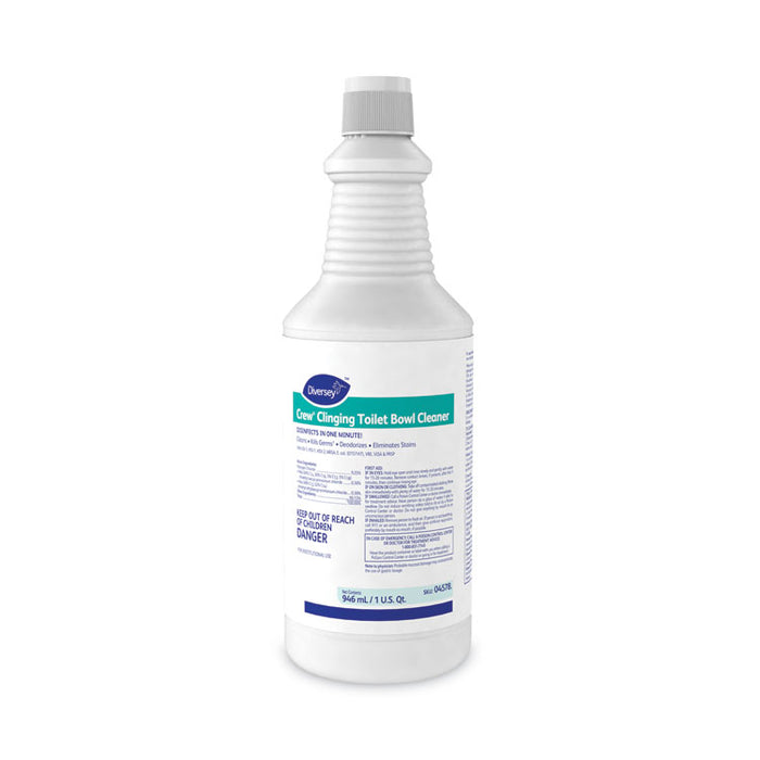 Crew Clinging Toilet Bowl Cleaner, Floral Scent, Liquid, 1 qt Bottle, 12/Carton