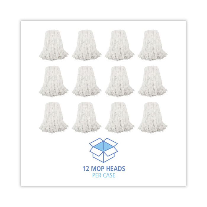 Premium Cut-End Wet Mop Heads, Rayon, 16 oz, White, 12/Carton