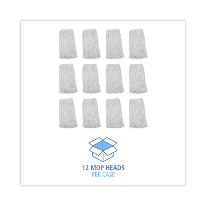 Premium Cut-End Wet Mop Heads, Rayon, 20 oz, White, 12/Carton