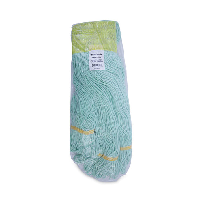 EcoMop Looped-End Mop Head, Recycled Fibers, Extra Large Size, Green, 12/Carton