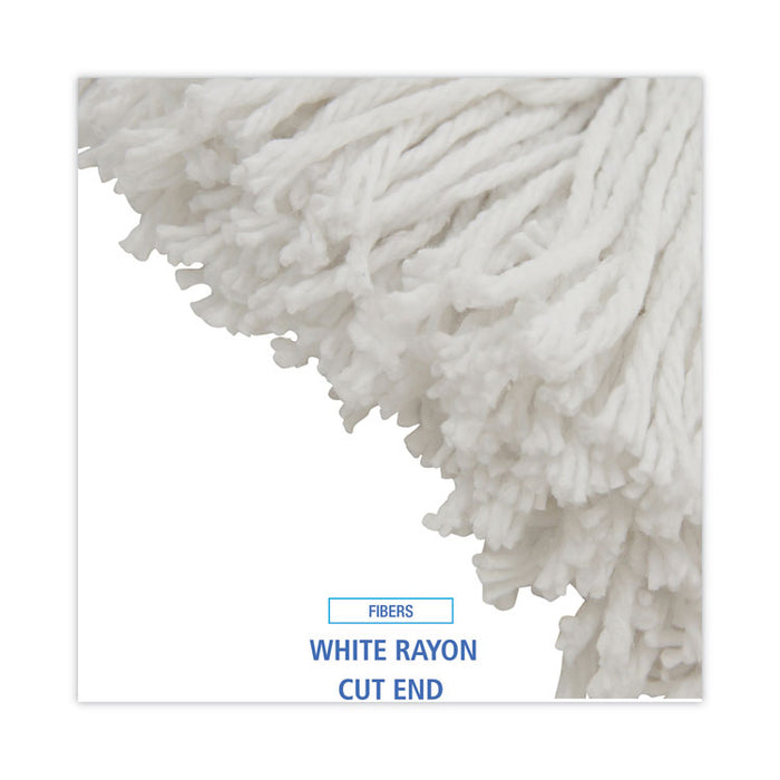 Mop Head, Value Standard Head, Rayon Fiber, Cut-End, #16, White, 12/Carton