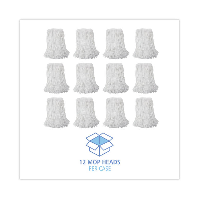 Mop Head, Value Standard Head, Rayon Fiber, Cut-End, #16, White, 12/Carton
