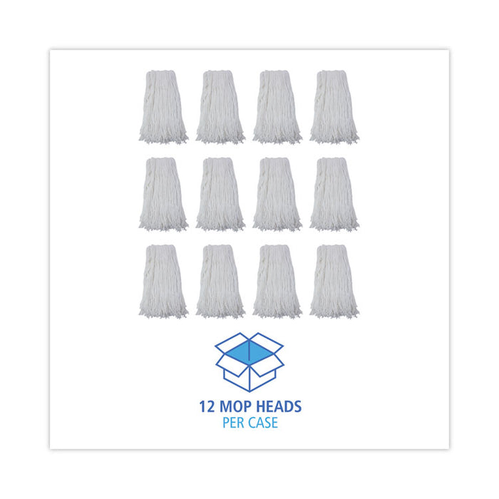 Cut-End Wet Mop Head, Rayon, #32, White, 12/Carton