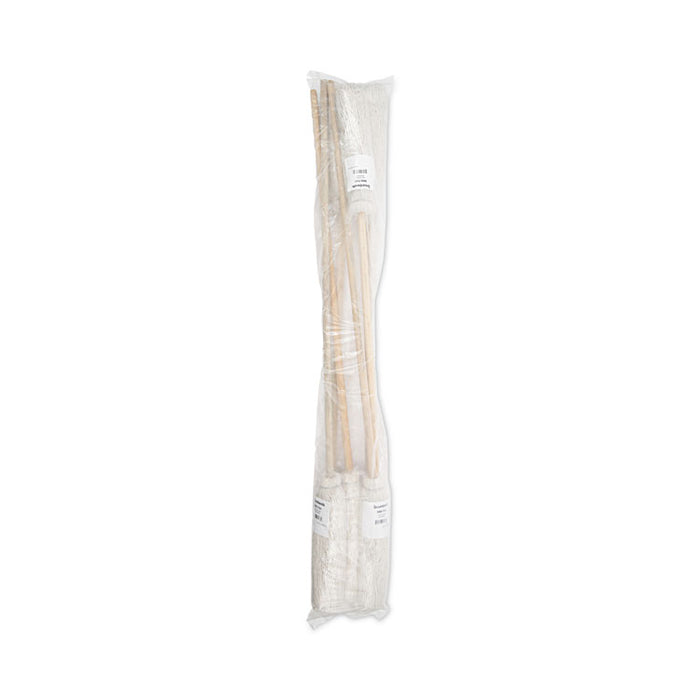 Handle/Deck Mops, #16 White Cotton Head, 48" Natural Wood Handle