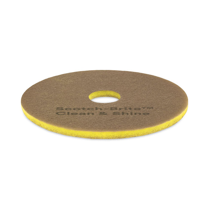 Clean and Shine Pad, 15" Diameter, Brown, 5/Carton