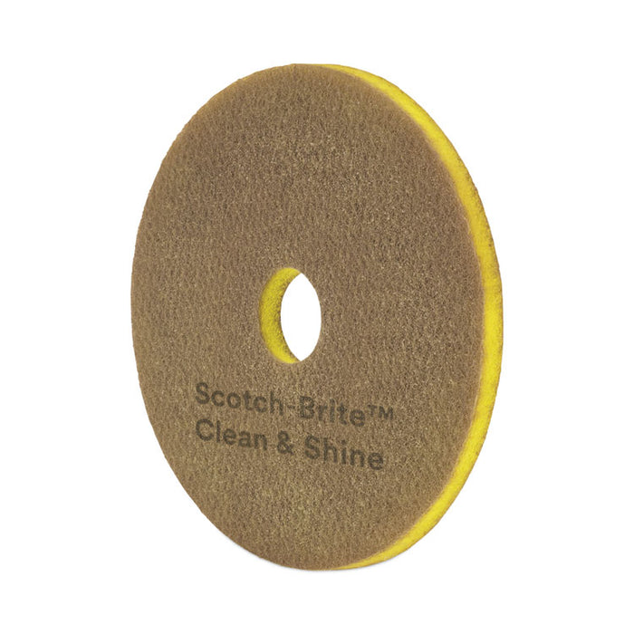 Clean and Shine Pad, 15" Diameter, Brown, 5/Carton