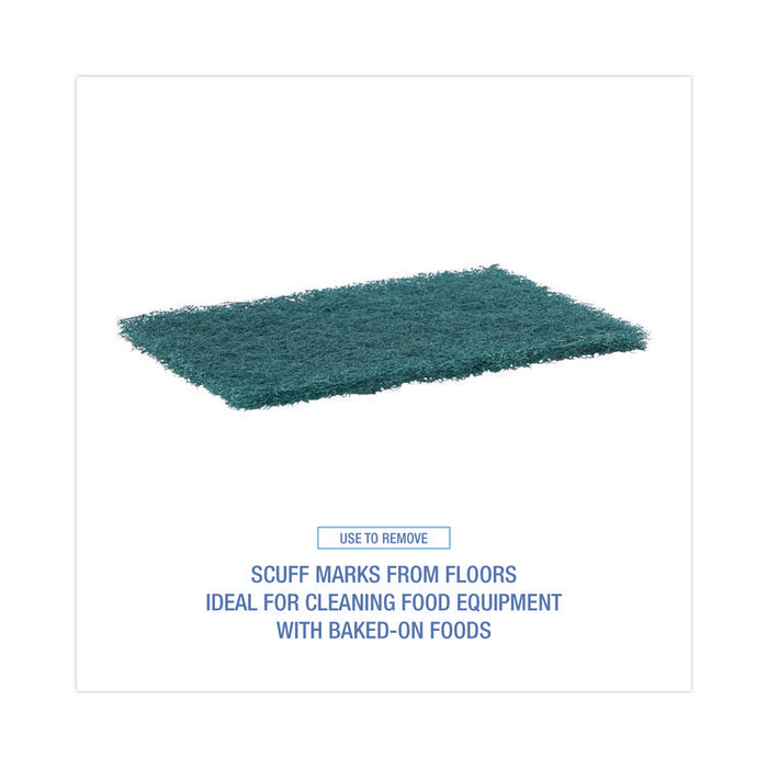 Heavy-Duty Scouring Pad, 6 x 9, Green, 15/Carton