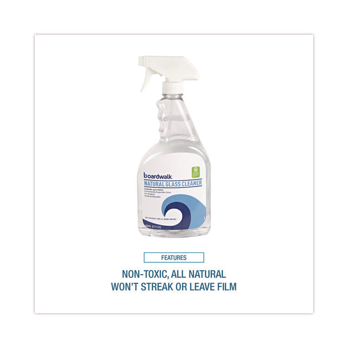 Natural Glass Cleaner, Unscented, 32 oz Trigger Spray Bottle, 12/Carton