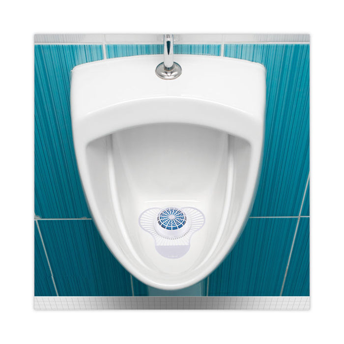 Urinal Screen with Non-Para Deodorizer Block, Green Apple Scent, Blue/White, 3.25 oz, 12/Box