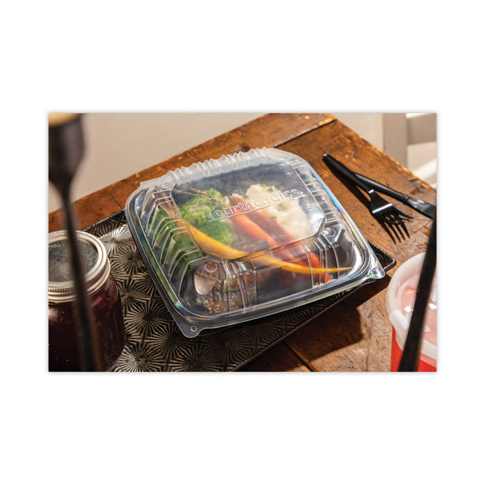 EarthChoice Vented Dual Color Microwavable Hinged Lid Container, 66 oz, 10.5 x 9.5 x 3.1, Black/Clear, Plastic, 132/Carton