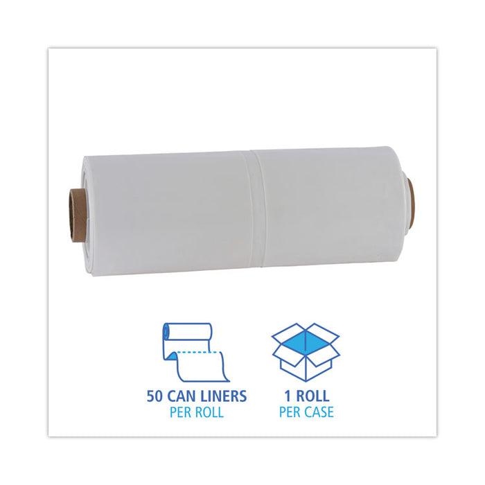 Industrial Can Liner Rolls, 60 gal, 2.7 mil, 21" x 17" x 63", Clear, 50/Carton