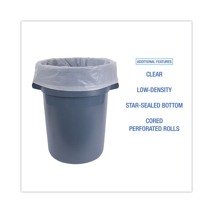 Industrial Can Liner Rolls, 60 gal, 2.7 mil, 21" x 17" x 63", Clear, 50/Carton