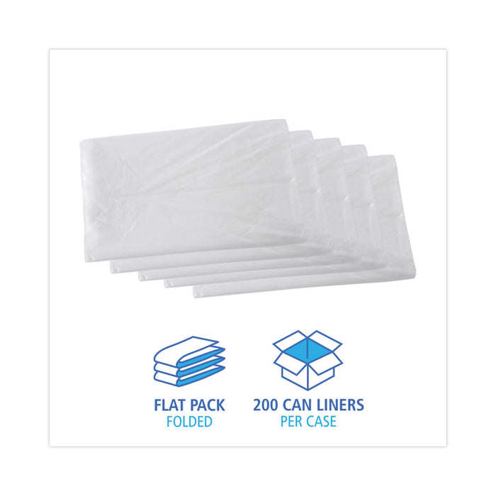 High Density Industrial Can Liners Flat Pack, 45 gal, 16 mic, 40" x 48", Natural, Flat Pack, 200/Carton