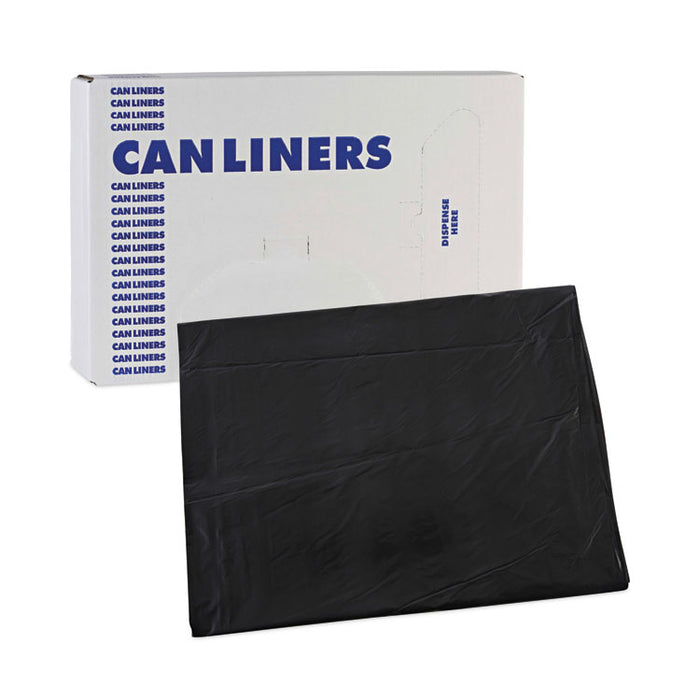Linear Low Density Industrial Can Liners, 60 gal, 0.7 mil, 38" x 58", Black, Flat Pack, 100/Carton