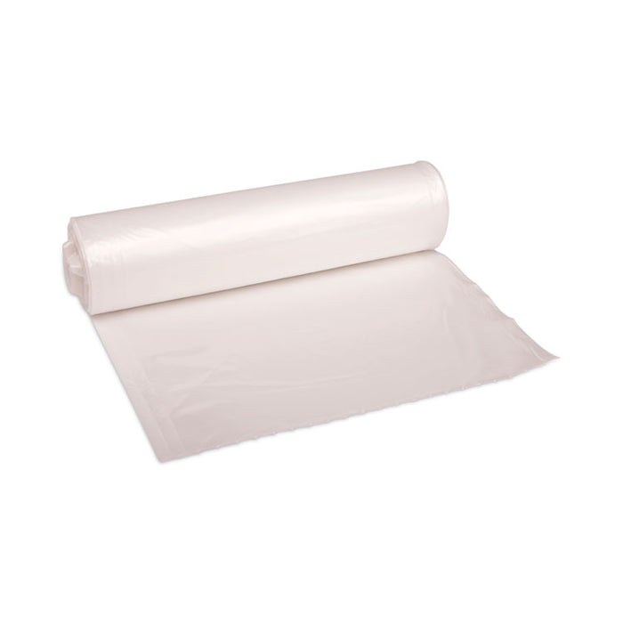 High Density Industrial Can Liners Coreless Rolls, 30 gal, 16 mic, 30" x 37", Natural, Perforated, 25 Bags/Roll, 20 Rolls/CT