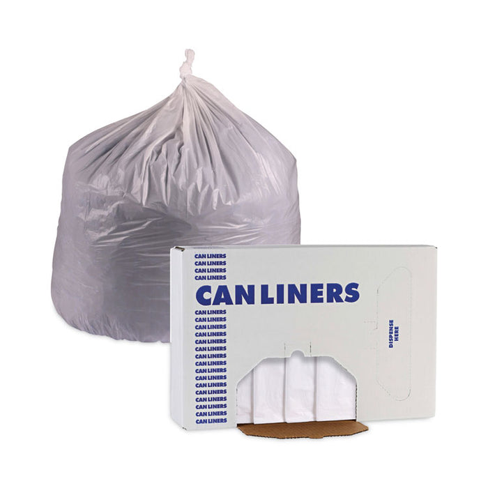 Linear Low Density Industrial Can Liners, 60 gal, 0.7 mil, 38" x 58", White, Flat Pack, 100/Carton