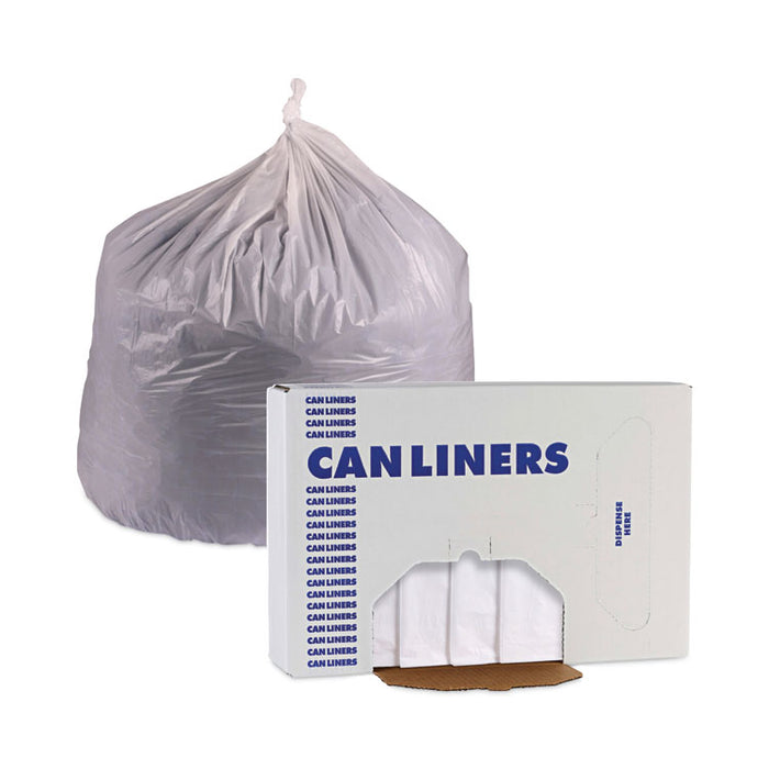 Linear Low Density Industrial Can Liners, 30 gal, 0.9 mil, 30" x 36", White, Flat Pack, 100/Carton