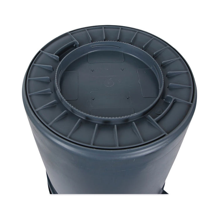 Round Waste Receptacle, 32 gal, Linear-Low-Density Polyethylene, Gray
