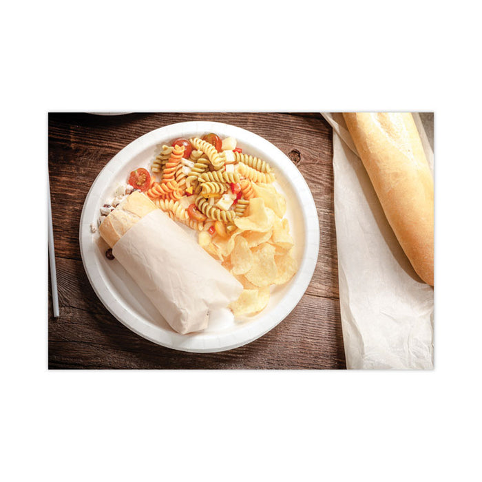 EarthChoice Pressware Compostable Dinnerware, Plate, Paper, 9" dia, White, 450/Carton