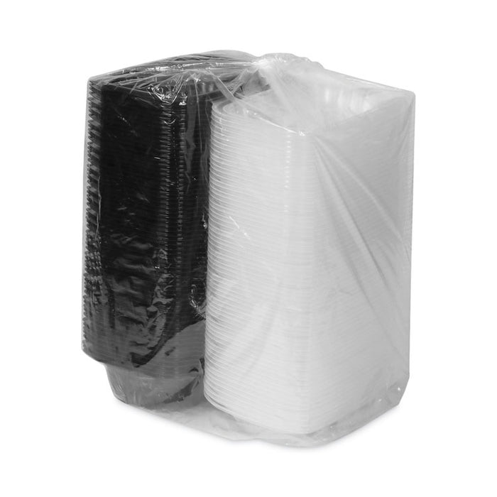 EarthChoice Vented Dual Color Microwavable Hinged Lid Container, 34 oz, 9 x 6 x 3.1, Black/Clear, Plastic, 140/Carton