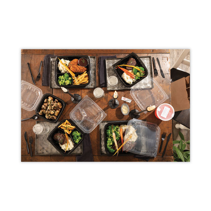EarthChoice Vented Dual Color Microwavable Hinged Lid Container, 34 oz, 9 x 6 x 3.1, Black/Clear, Plastic, 140/Carton