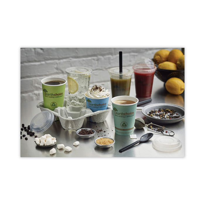 EarthChoice Carry-Safe Beverage Carrier, 8 oz to 32 oz, Four Cups + Food Tray, Natural, 300/Carton