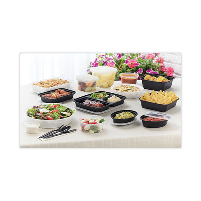 Newspring VERSAtainer Microwavable Containers, 24 oz, 7 x 7 x 2.3, White/Clear, Plastic, 150/Carton