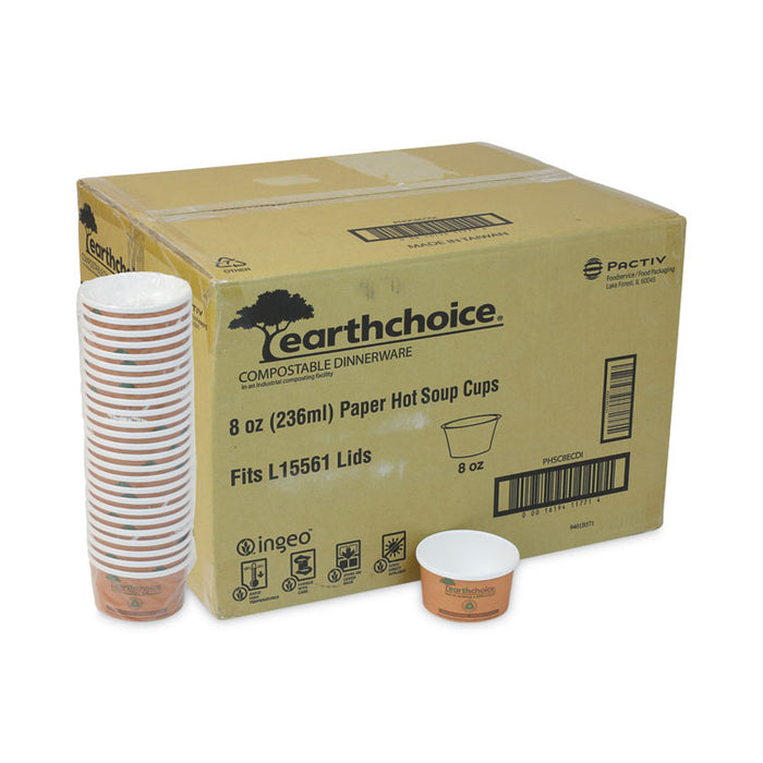 EarthChoice Compostable Soup Cup, Small, 8 oz, 3 .8 x 3.3 x 2.1, Brown, Paper, 500/Carton