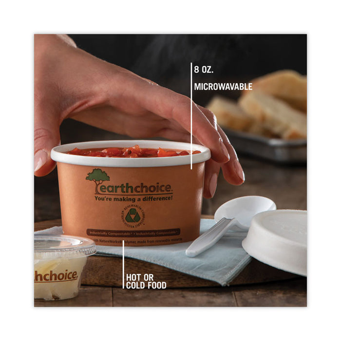 EarthChoice Compostable Soup Cup, Small, 8 oz, 3 .8 x 3.3 x 2.1, Brown, Paper, 500/Carton