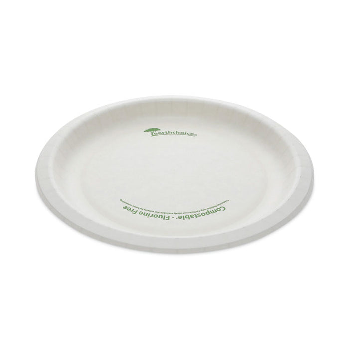 EarthChoice Pressware Compostable Dinnerware, Plate, Paper, 9" dia, White, 450/Carton