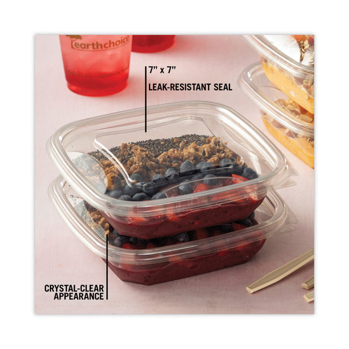 EarthChoice Square Recycled Bowl Flat Lid, 7.37 x 7.37 x 0.26, Clear, Plastic, 300/Carton