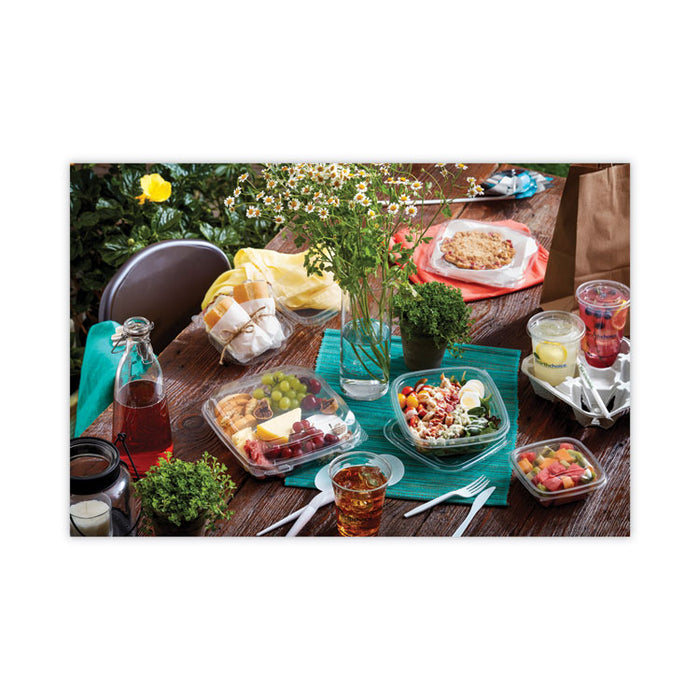 EarthChoice Square Recycled Bowl Flat Lid, 7.37 x 7.37 x 0.26, Clear, Plastic, 300/Carton