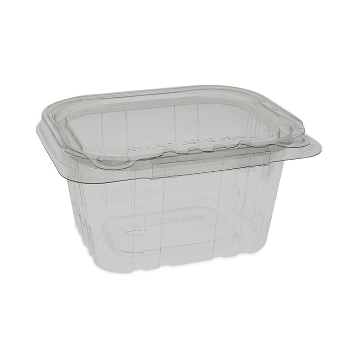 EarthChoice Tamper Evident Recycled Hinged Lid Deli Container, 16 oz, 5.37 x 4.5 x 2.62, Clear, Plastic, 304/Carton