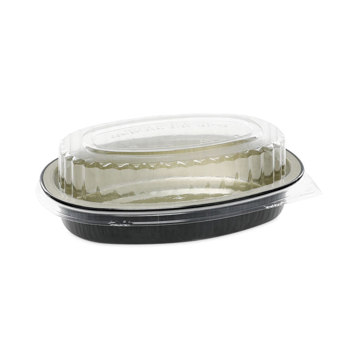 Classic Carry-Out Container, 16 oz, 6.9 x 4.6 x 3, Black/Gold, Aluminum, 100/Carton