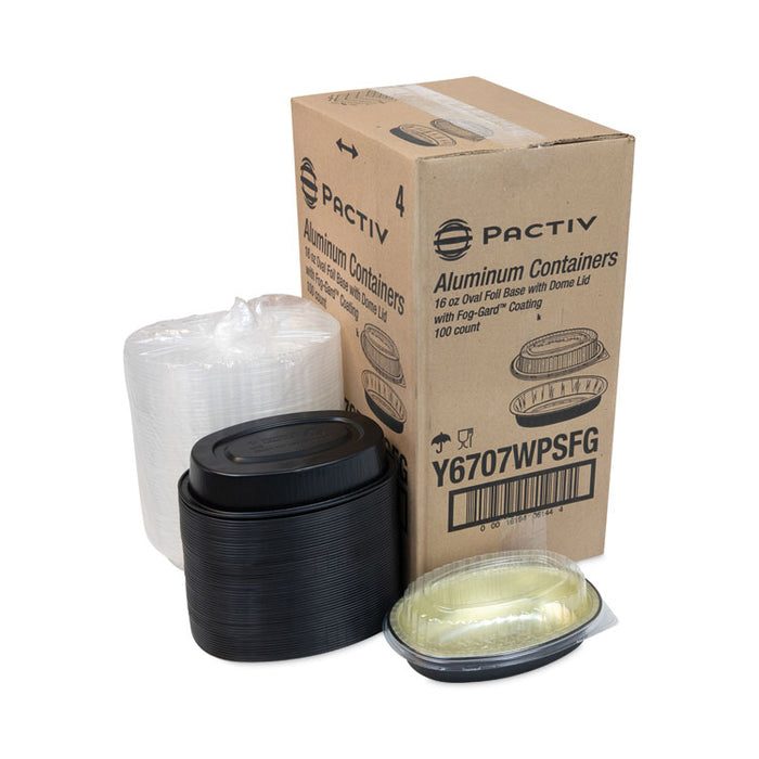 Classic Carry-Out Container, 16 oz, 6.9 x 4.6 x 3, Black/Gold, Aluminum, 100/Carton