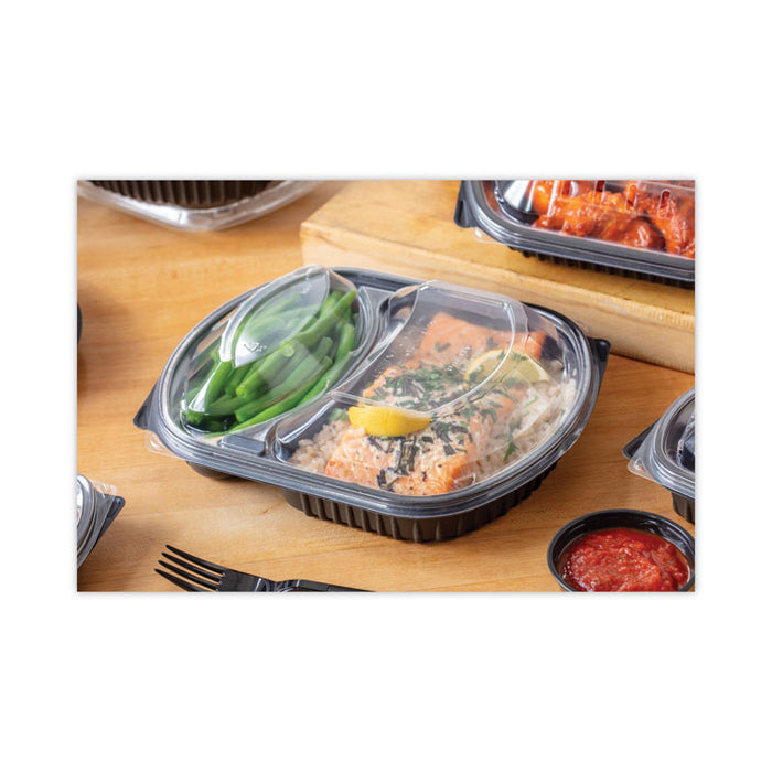 ClearView MealMaster Lid with Fog Gard Coating, Large 2-Compartment Dome Lid, 9.37 x 8 x 1.25, Clear, Plastic, 252/Carton