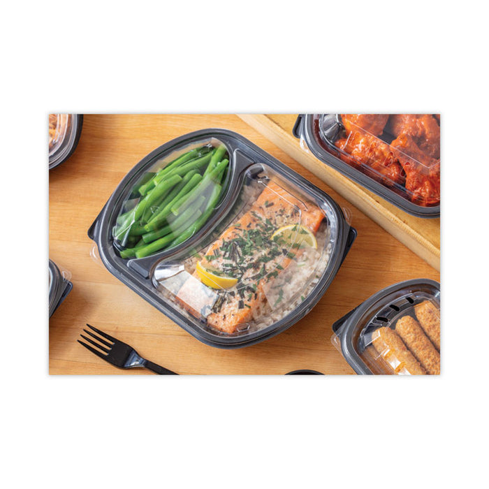 ClearView MealMaster Lid with Fog Gard Coating, Large 2-Compartment Dome Lid, 9.37 x 8 x 1.25, Clear, Plastic, 252/Carton