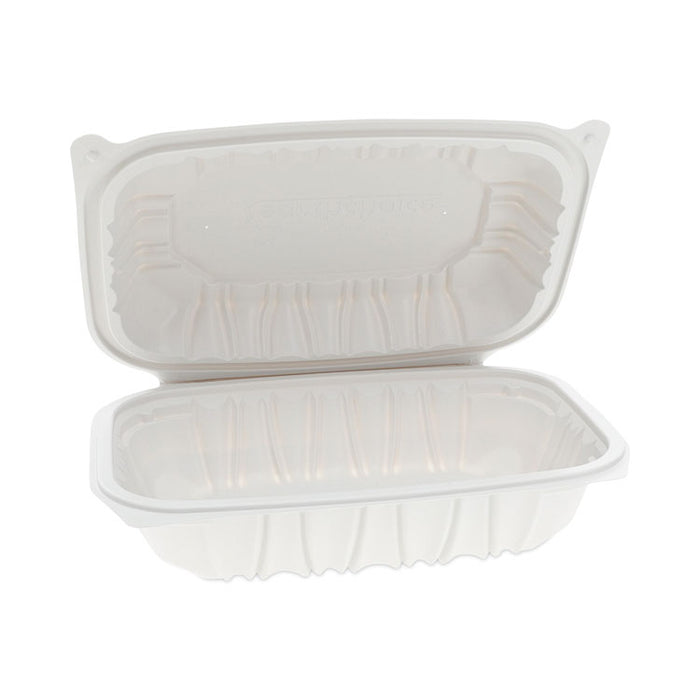 EarthChoice Vented Microwavable MFPP Hinged Lid Container, 9 x 6 x 2.75, White, Plastic, 170/Carton