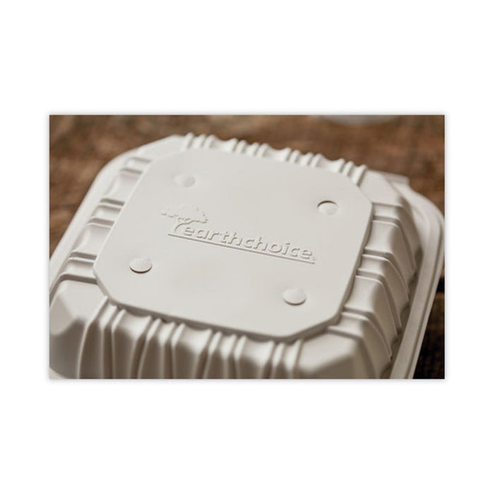EarthChoice Vented Microwavable MFPP Hinged Lid Container, 8.4 x 8.7 x 3.1, White, Plastic, 146/Carton