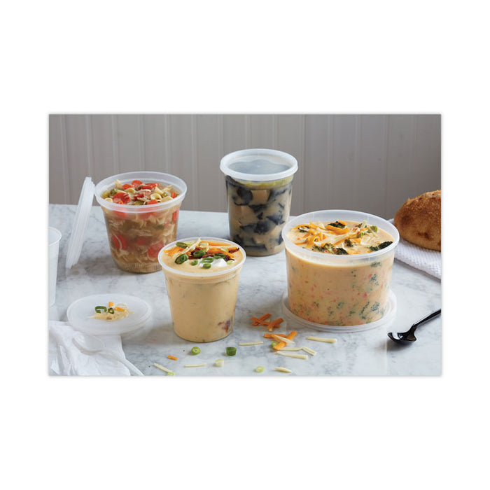 Newspring DELItainer Microwavable Container Lid, Recessed, 4.7" Diameter x 0.4" h, Translucent, Plastic, 480/Carton