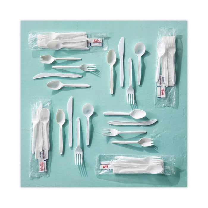 Fieldware Cutlery, Mediumweight Spork, Plastic, White, 1,000/Carton