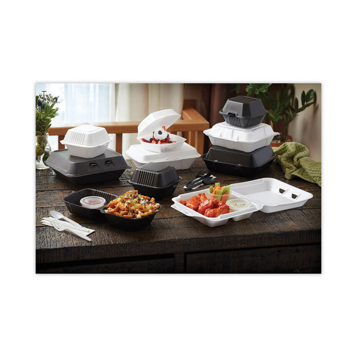 SmartLock Foam Hinged Lid Container, Large, 9 x 9.1 x 3.3, White, 150/Carton