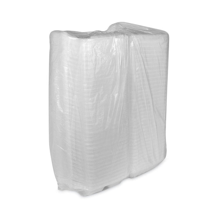SmartLock Vented Foam Hinged Lid Container, 3 Compartments, 9 x 9.3 x 3.3, White, 150/Carton