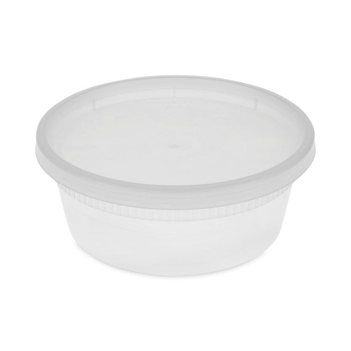 Newspring DELItainer Microwavable Container, 8 oz, 4.7" Diameter x 1.8"h, Clear, Plastic, 240/Carton