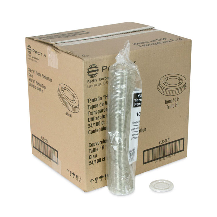 Plastic Portion Cup Lid, Fits 1.5 oz to 2.5 oz Portion Cups, Clear, 100/Pack, 24 Packs/Carton