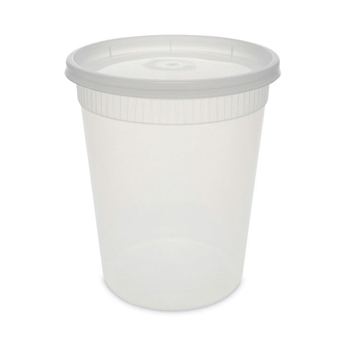Newspring DELItainer Microwavable Container, 32 oz, 4.7" Diameter x 5.6" h, Clear, Plastic, 240/Carton