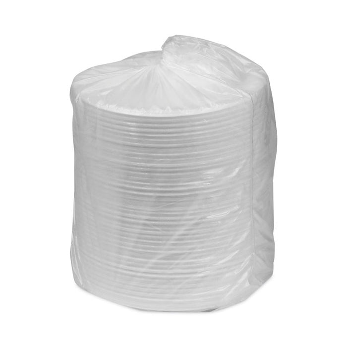 Placesetter Deluxe Laminated Foam Dinnerware, Plate, 8.88" dia, White, 500/Carton