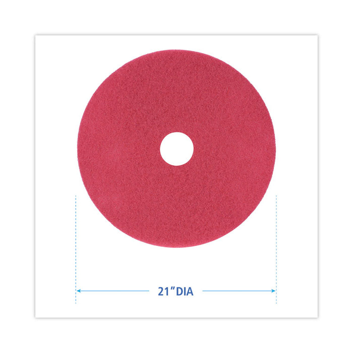 Buffing Floor Pads, 21" Diameter, Red, 5/Carton