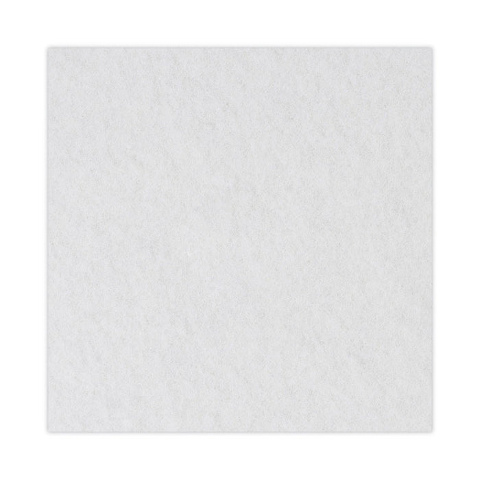 Polishing Floor Pads, 20" Diameter, White, 5/Carton